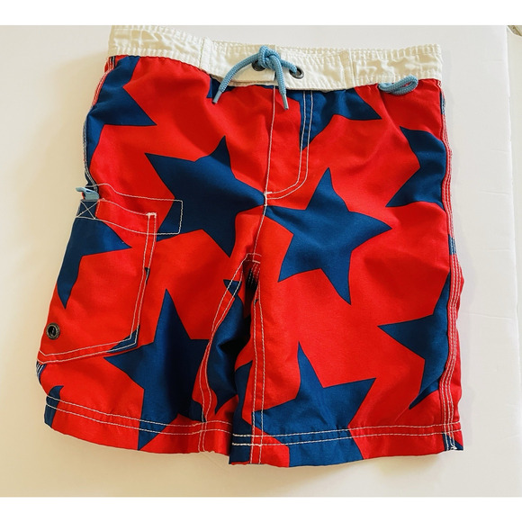 Mini Boden Colorful Boys Size 3-4Y Nautical Stars Swim Trunks Board Shorts‎ - Picture 1 of 6